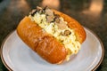 Bread with scrambled eggs and truffle mushroom Royalty Free Stock Photo