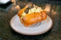 Bread with scrambled eggs and truffle mushroom Royalty Free Stock Photo