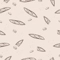 Seamless baguette pattern, hand-drawn loaf.