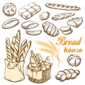 Bread set hand drawn Royalty Free Stock Photo