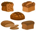 Bread set. Whole grain, yeast baked bread. food sign. Ideal for cafe, restaurants, food shops and printing. Vector hand draw