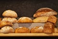 Bread on the shelf at the baking store Royalty Free Stock Photo