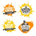 Bread shop, ,bakery, bakehouse home baking lettering logo label emblem design.