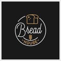 Bread shop logo. Round linear of bread house