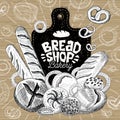 Bread Shop Market, Logo Design, Healthy Food Shop. Bakery, Bread, Baguette, Bagel, Bun, Loaf, Bakery Products, Bread, Baking.