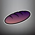 Bread sign. Vector. Violet gradient icon with black and white li