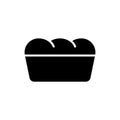 Bread, silhouette. Outline icon of rectangular loaf of fresh bread. Black simple illustration of bakery products. Bakeshop logo.