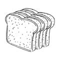 Bread sketch hand drawn. Vector of a piece of bread, toast