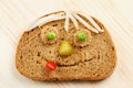 Bread slice as smiling face