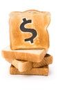 Bread slice with dollar sign