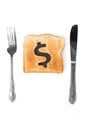 Bread slice with dollar sign
