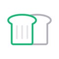 Bread slice thin color line vector icon