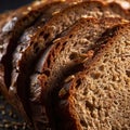 Bread slices closeup. Whole grain brown and healthy bread with seeds cut. Generative AI Royalty Free Stock Photo