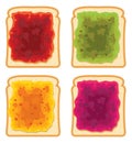 Bread slices with fruit jam, vector Royalty Free Stock Photo