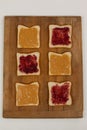 Bread slices with jam and peanut butter Royalty Free Stock Photo