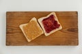 Bread slices with jam and peanut butter Royalty Free Stock Photo