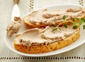 Bread slices with liver pate
