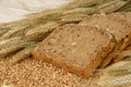 Bread slices and natural cereals Royalty Free Stock Photo