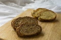 Bread slices on a wooden table. Integral brads. Corn bread Royalty Free Stock Photo