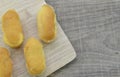 Bread soft on board on wooden table