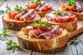 Bread with Spanish Serrano Ham Served as Tapas Royalty Free Stock Photo