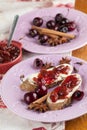 Bread with spicy cherry jam Royalty Free Stock Photo