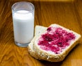 Bread with spread jam on the wooden dish Royalty Free Stock Photo