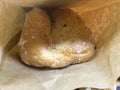 Freshly baked. Bread in Brown Bag. Royalty Free Stock Photo