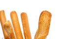 Bread stick on cup isolated on white Royalty Free Stock Photo