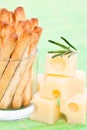 Bread sticks and cheese Royalty Free Stock Photo