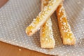 Bread sticks with cheese and sesame Royalty Free Stock Photo