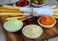 Bread sticks with dip Royalty Free Stock Photo