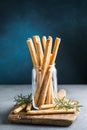 Bread sticks grisini. delisious bread appetier Royalty Free Stock Photo