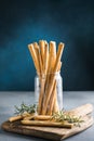 Bread sticks grisini. delisious bread appetier Royalty Free Stock Photo