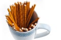 Bread sticks isolated in a cup Royalty Free Stock Photo