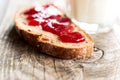 Bread with strawberry jam horizontal Royalty Free Stock Photo