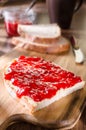 Bread with strawberry jam