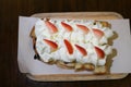 Bread with strewberry topping, strawberry toast