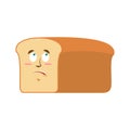 Bread Surprised Emoji. piece of bread astonished emotion isolate