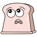 Bread with a surprised face gawking, doodle icon drawing