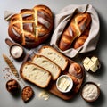 Bread Symphony: Whole and Sliced Breads in Perfect Harmony Royalty Free Stock Photo
