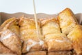 Bread toast with butter and sweet condensed milk Royalty Free Stock Photo