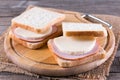 Bread toast with cheese slices and ham Royalty Free Stock Photo