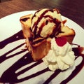 Bread toast with ice-cream