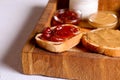 Bread toast with jelly jam and peanut butter Royalty Free Stock Photo