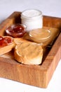 Bread toast with jelly jam and peanut butter. Sandwich Royalty Free Stock Photo