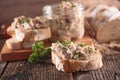 Bread toast with meat spread Royalty Free Stock Photo