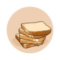 Bread toast. Several bread toasts lying on top of each other.