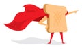 Bread or toast super hero with cape