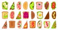 Bread toast vector illustration on white background. Isolated vector cartoon set icon sandwich. Cartoon set icon bread